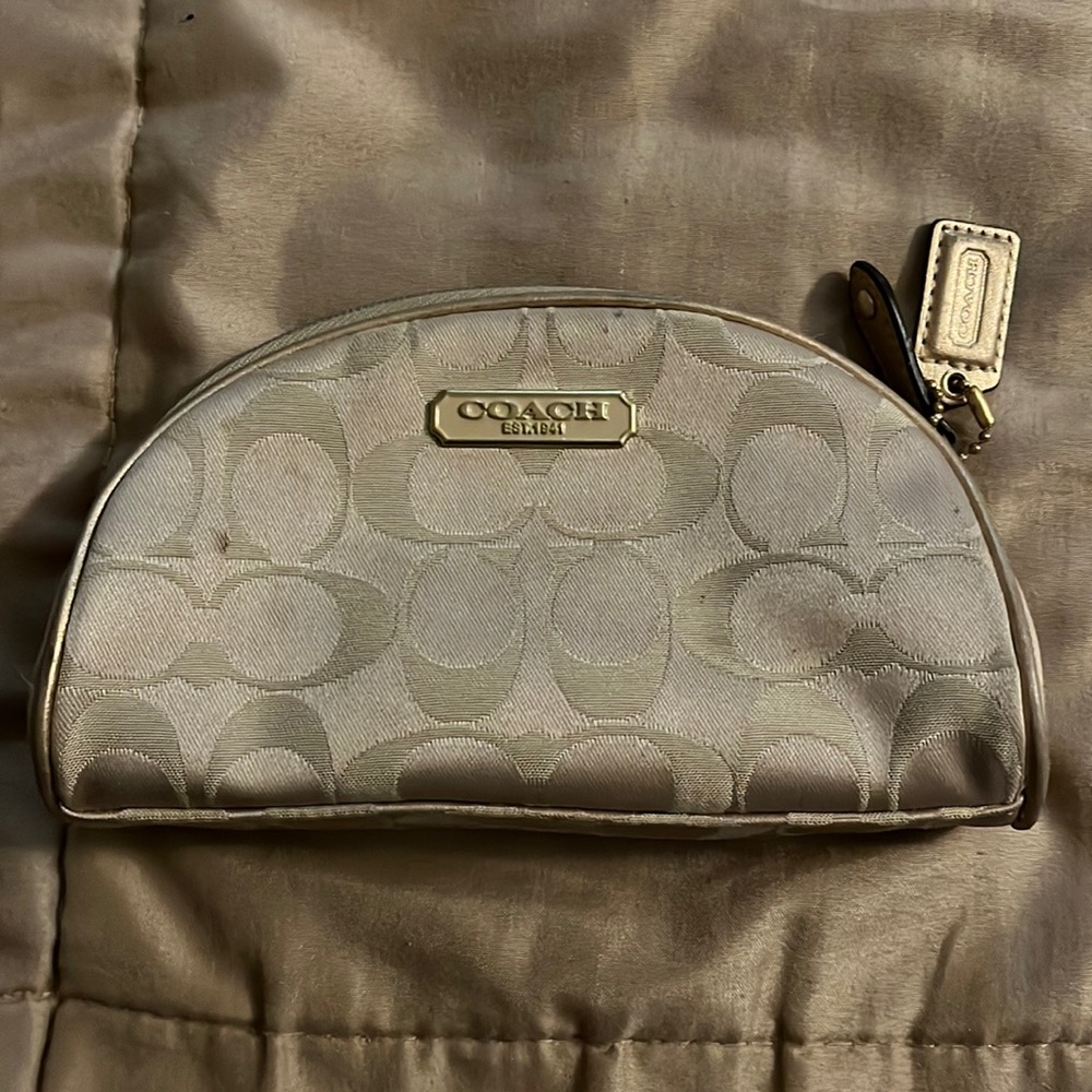 Coach Beige Signature Wristlet